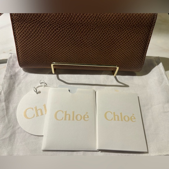 Chloé Brown lizard embossed Leather Continental Wallet w/ Dust Bag Auth - Picture 8 of 9